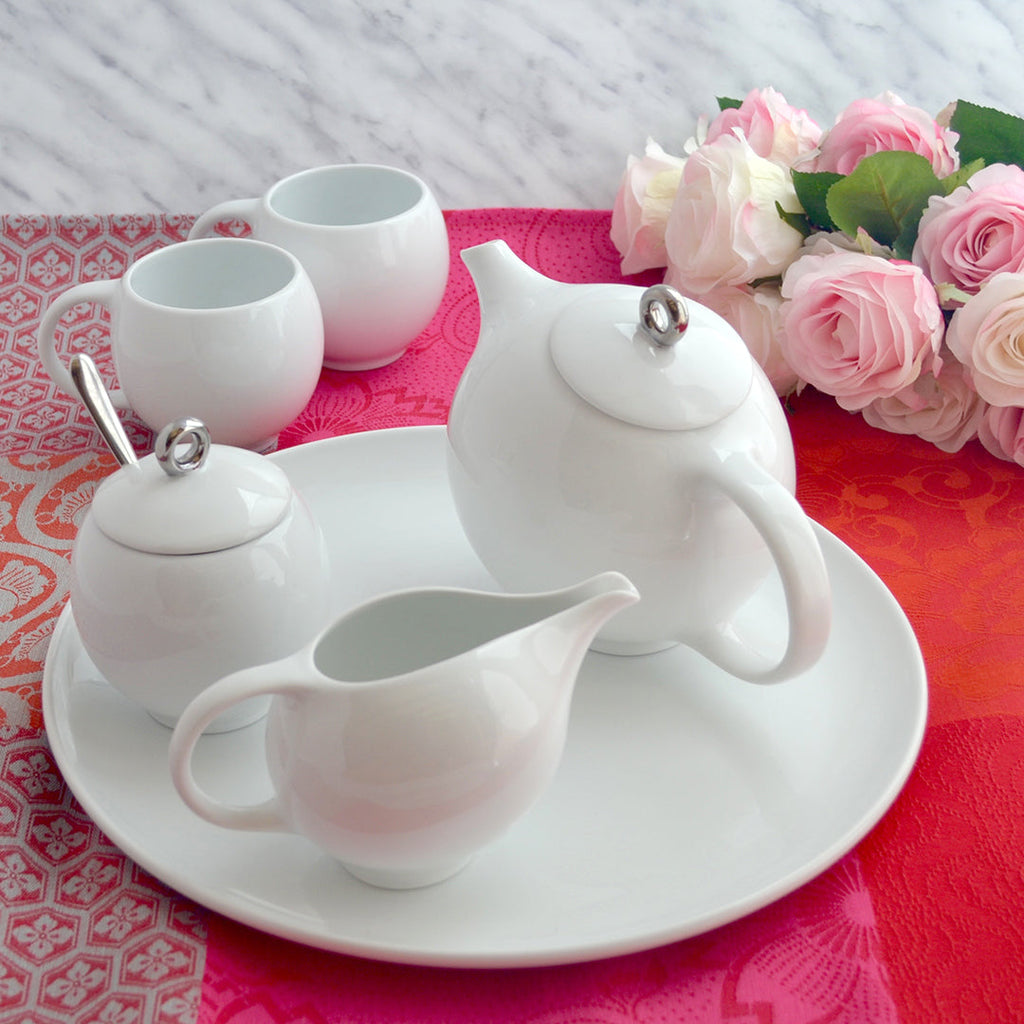 Eva platter - Modern Ceramic Serving Platter - White