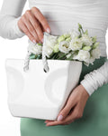 Ceramic Handbag Vase with Rope Handles — White Purse Vase