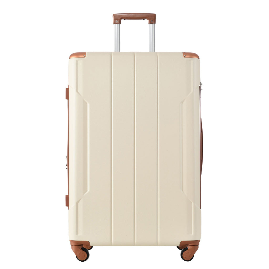 Brown & White Spinner Luggage Set — 20, 24 & 28 Inches