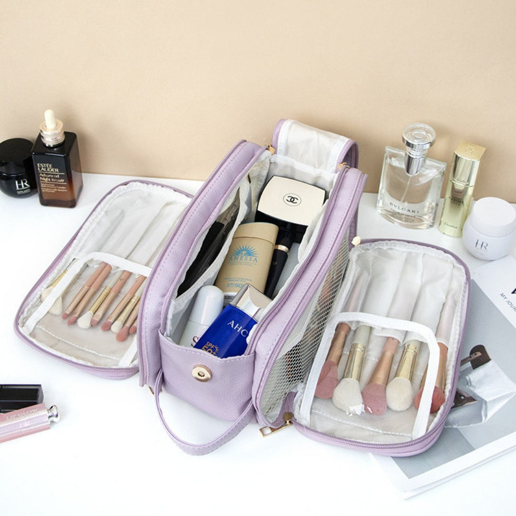 Makeup bag with compartments, Multifunctional cosmetic bag women's large capacity, portable storage bag, partition travel toilet bag, makeup bag organizer,