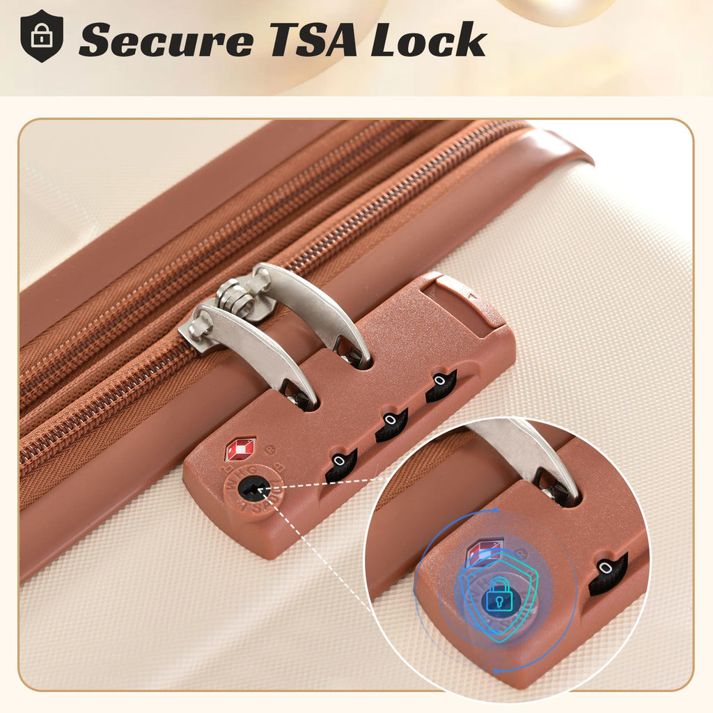 Brown & White Spinner Luggage Set — 20, 24 & 28 Inches