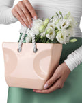Ceramic Handbag Vase with Rope Handles — Beige Purse Vase