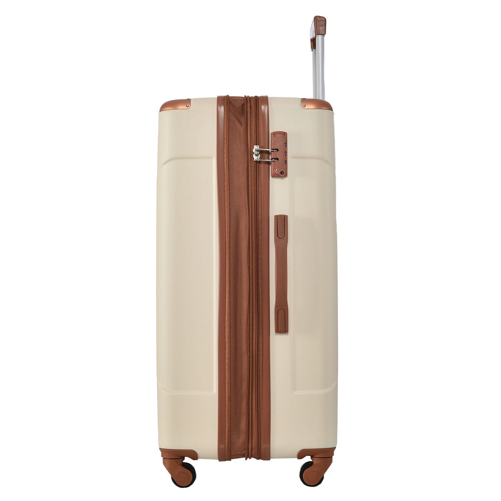 Brown & White Spinner Luggage Set — 20, 24 & 28 Inches