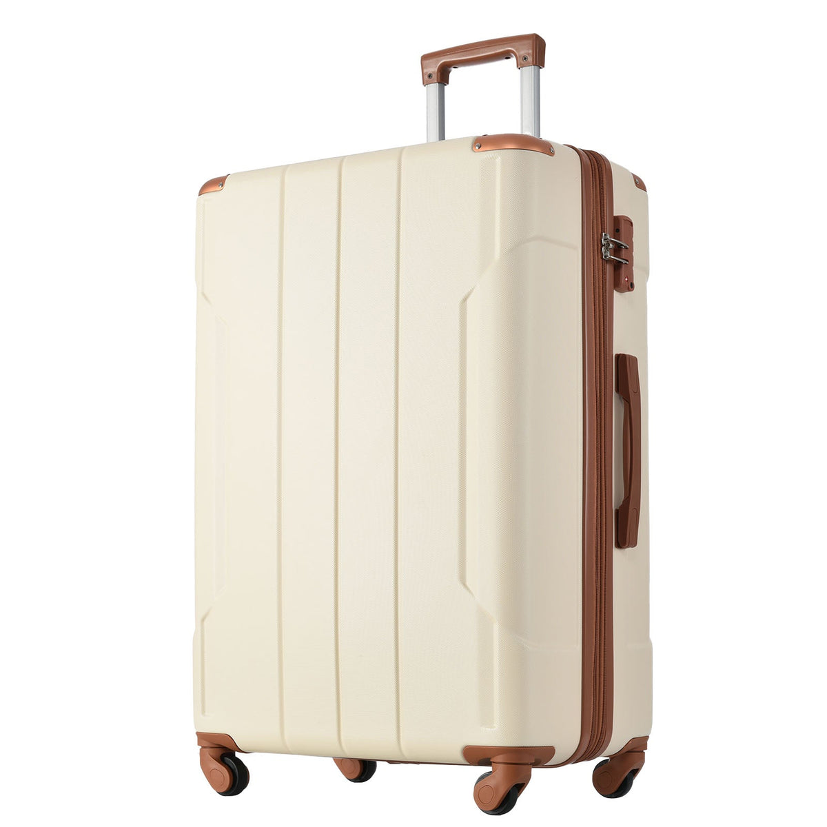 Brown & White Spinner Luggage Set — 20, 24 & 28 Inches
