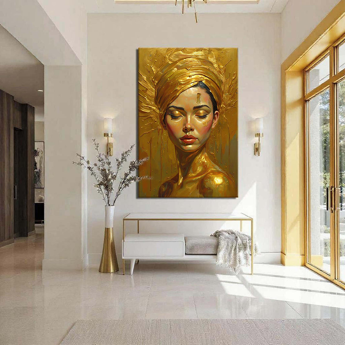 Woman's Golden Serenity Wall Art