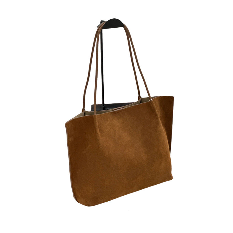 Matte Leather Commuter Tote with Inner Bag