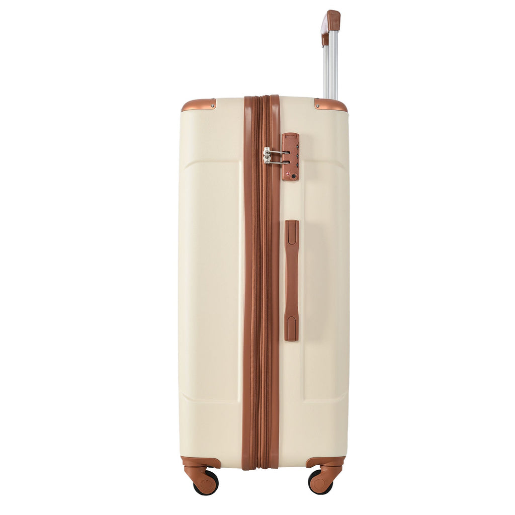 Brown & White Spinner Luggage Set — 20, 24 & 28 Inches
