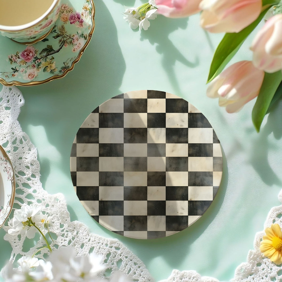 Courtly Check Coasters