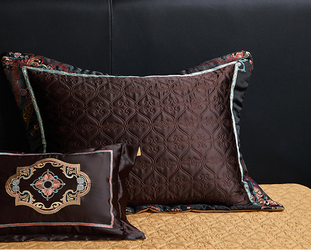 Black Exquisite jacquard Silk Satin Cotton Bedding Set