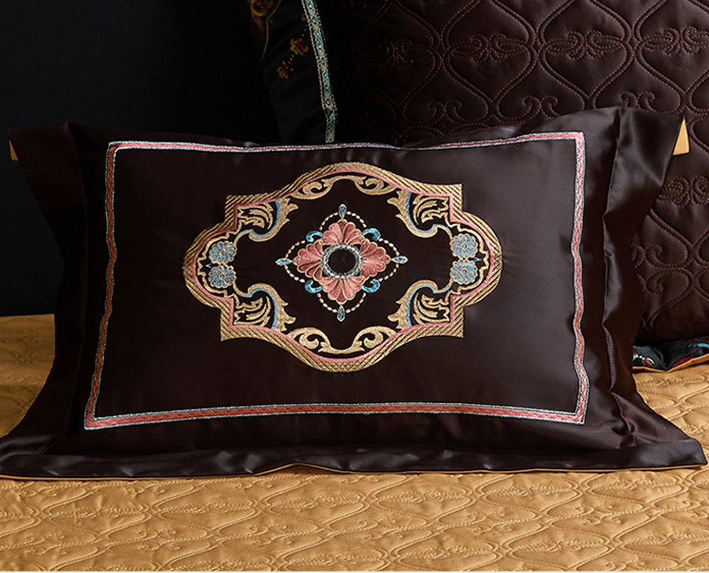 Black Exquisite jacquard Silk Satin Cotton Bedding Set