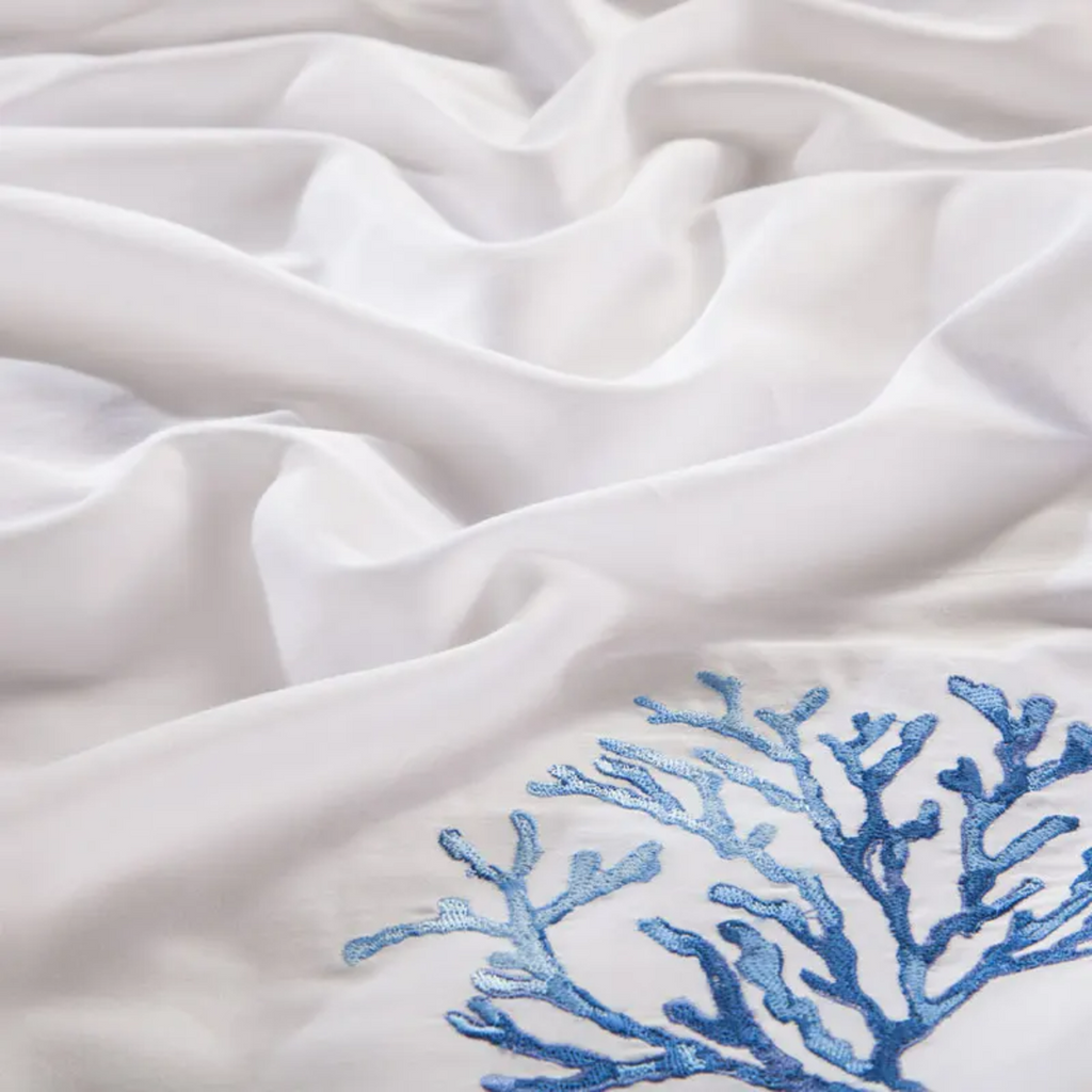Blue Egyptian Cotton Embroidered Tribute Silk Bedding Set