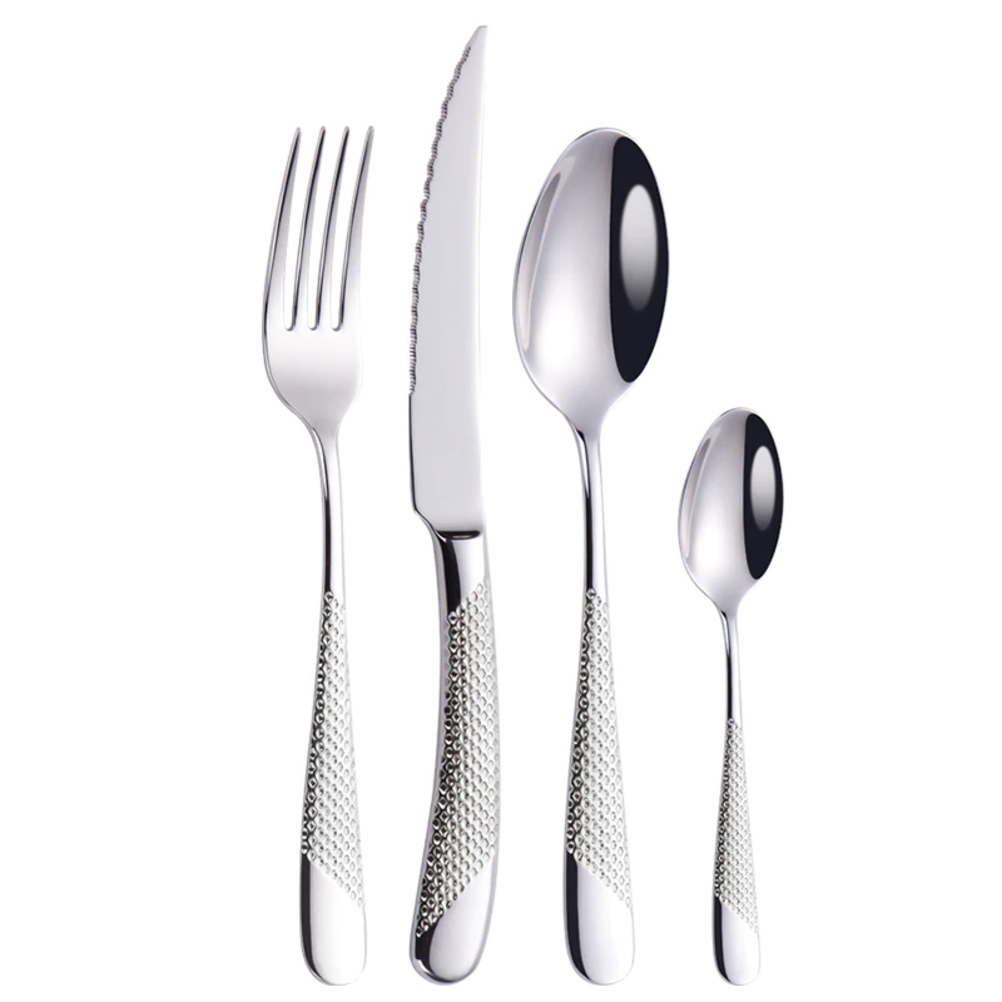 Diagonal Textured Stainless Steel Cutlery Set
