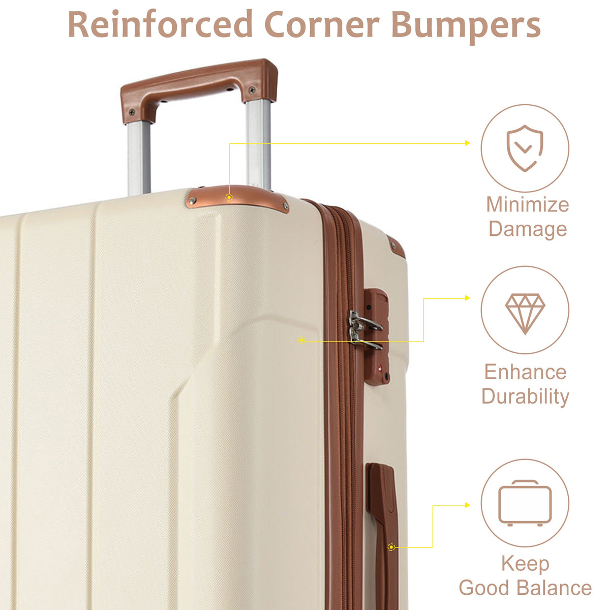 Brown & White Spinner Luggage Set — 20, 24 & 28 Inches