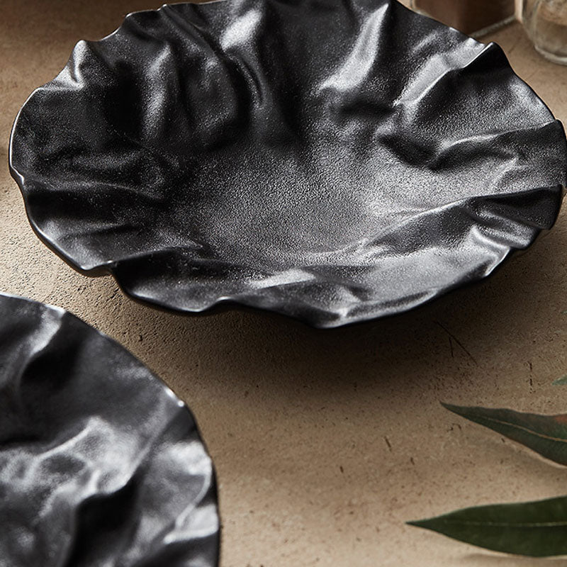 Japanese-Inspired Ripple Deep Ceramic Dish