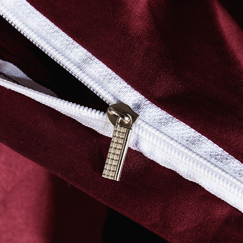 Lezkira Burgundy Red Embroidery Luxury Egyptian Cotton Duvet Cover