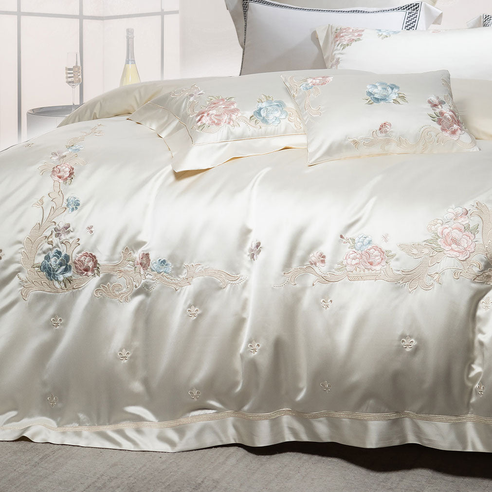 Luxury Royal 140s Cotton-Silk Embroidered Bedding Set