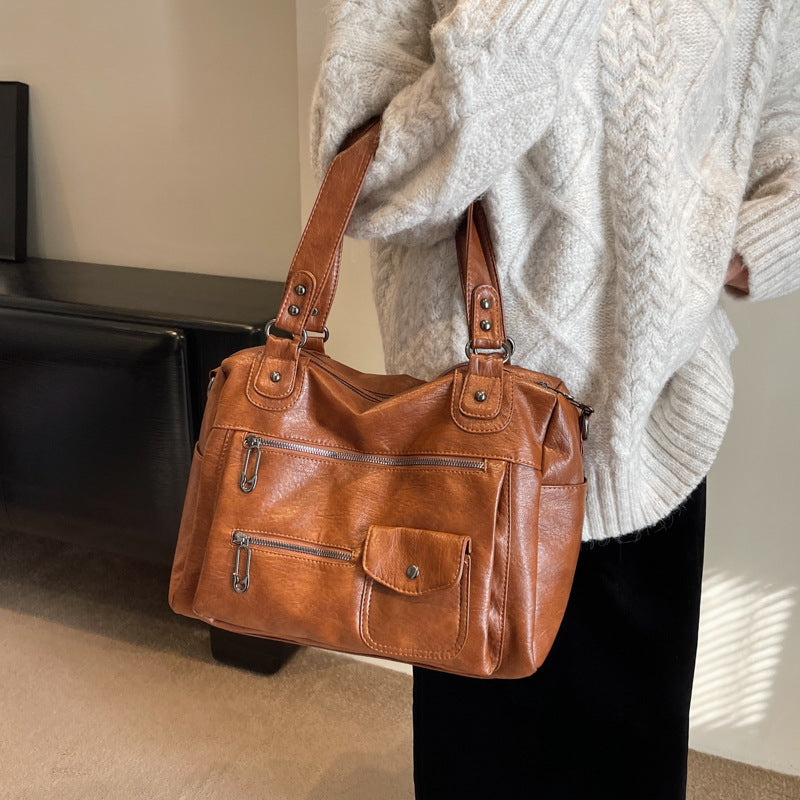 Women's Leather Commuter Vintage Large Capacity Totes Handbags