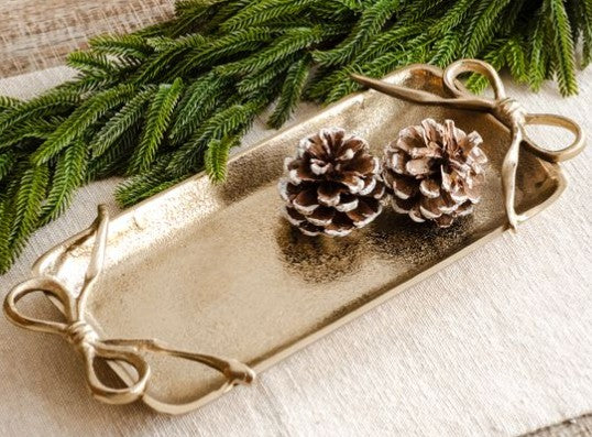 Gold Tray with Ribbon Handles
