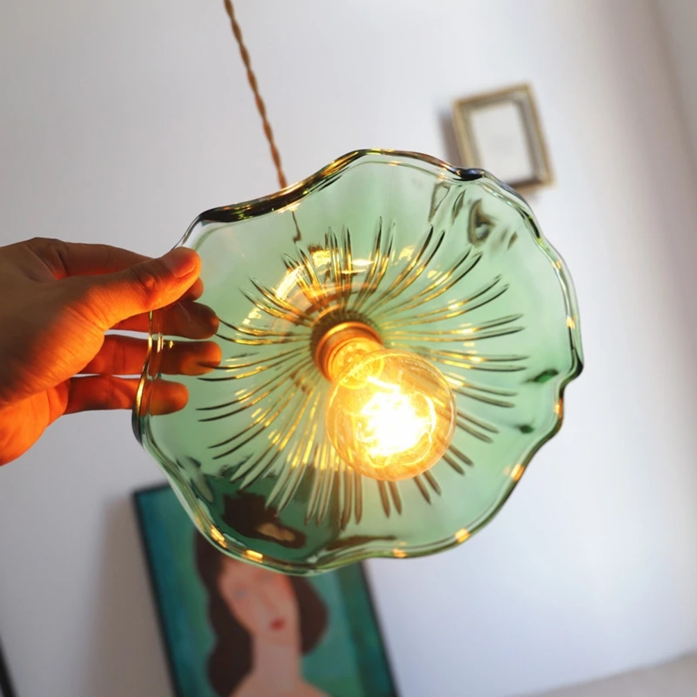 Retro Flower Glass Pendant Light