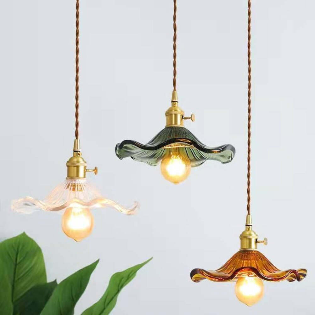 Retro Flower Glass Pendant Light