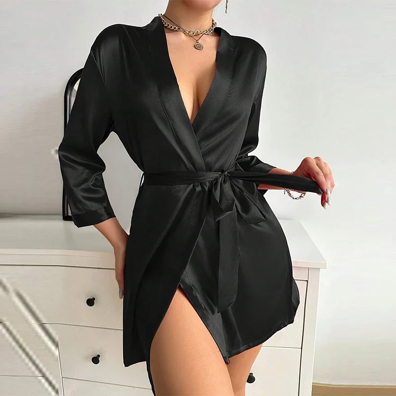 Kimono Robe Bathrobe Robes Luxurious Soft Satin Bridesmaid Robe for Women Comfortable Spa Robe With Belt Women's Sleepwear