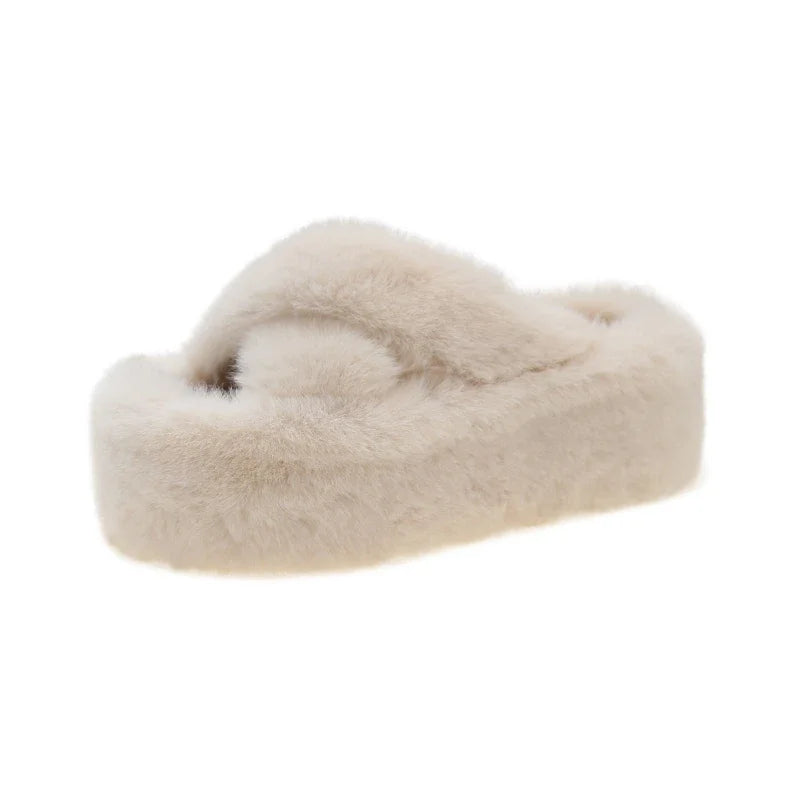 Women’s Round-Toe Faux-Fur Platform Slippers — US 5–13