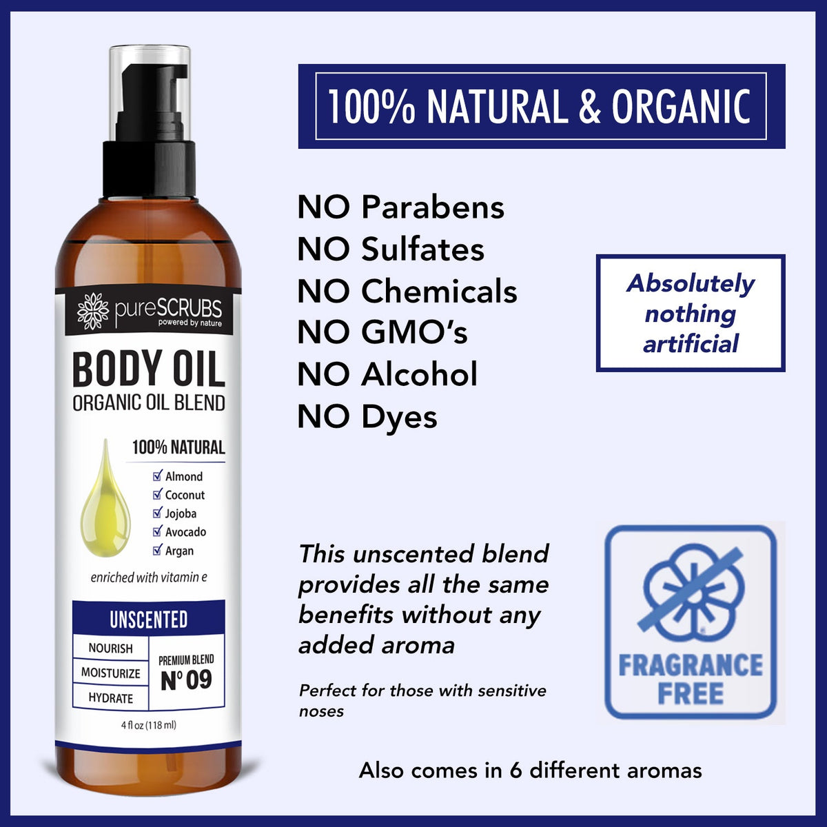 Unscented Body Oil / Ultra Moisturizing / Premium Blend #09