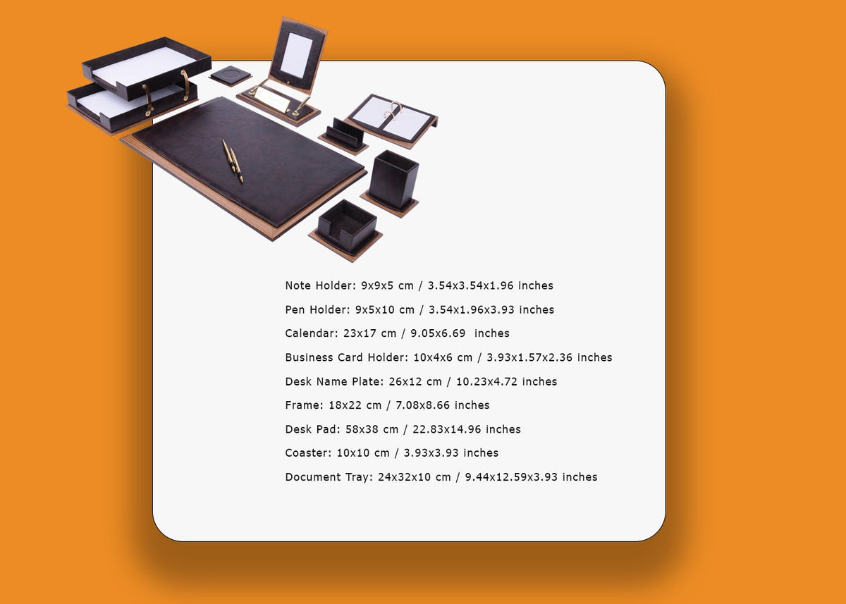 MOOG Luxury Desk Set - Single Document Tray- Brown - 13 PCS