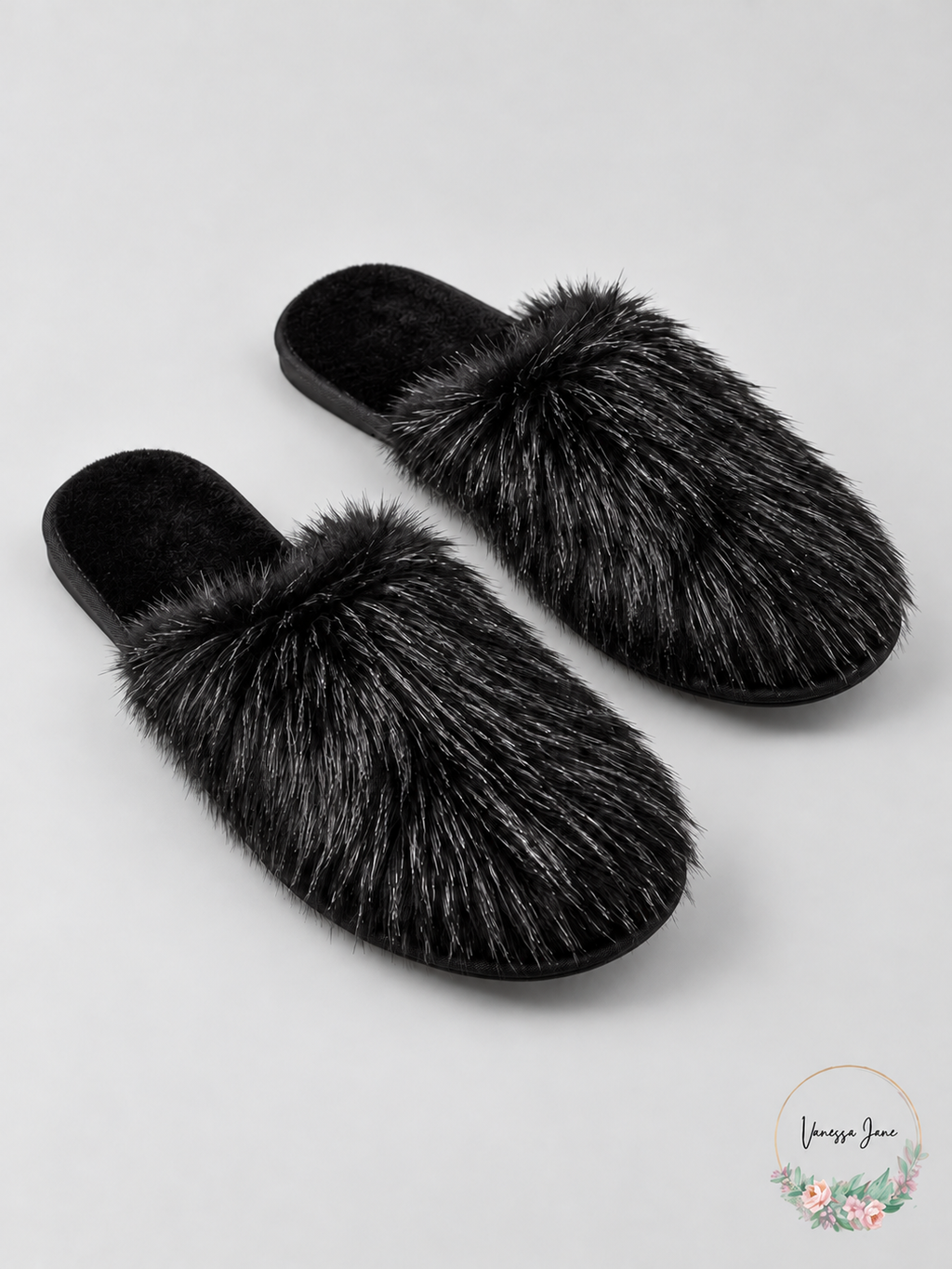I.N.C. Women's Fluffy Faux-Fur Scuff Slippers – Black, Small (5–6)