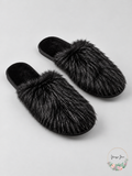 I.N.C. Women's Fluffy Faux-Fur Scuff Slippers – Black, Small (5–6)