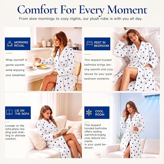 Women's Plush Fleece Shawl-Collar Robe