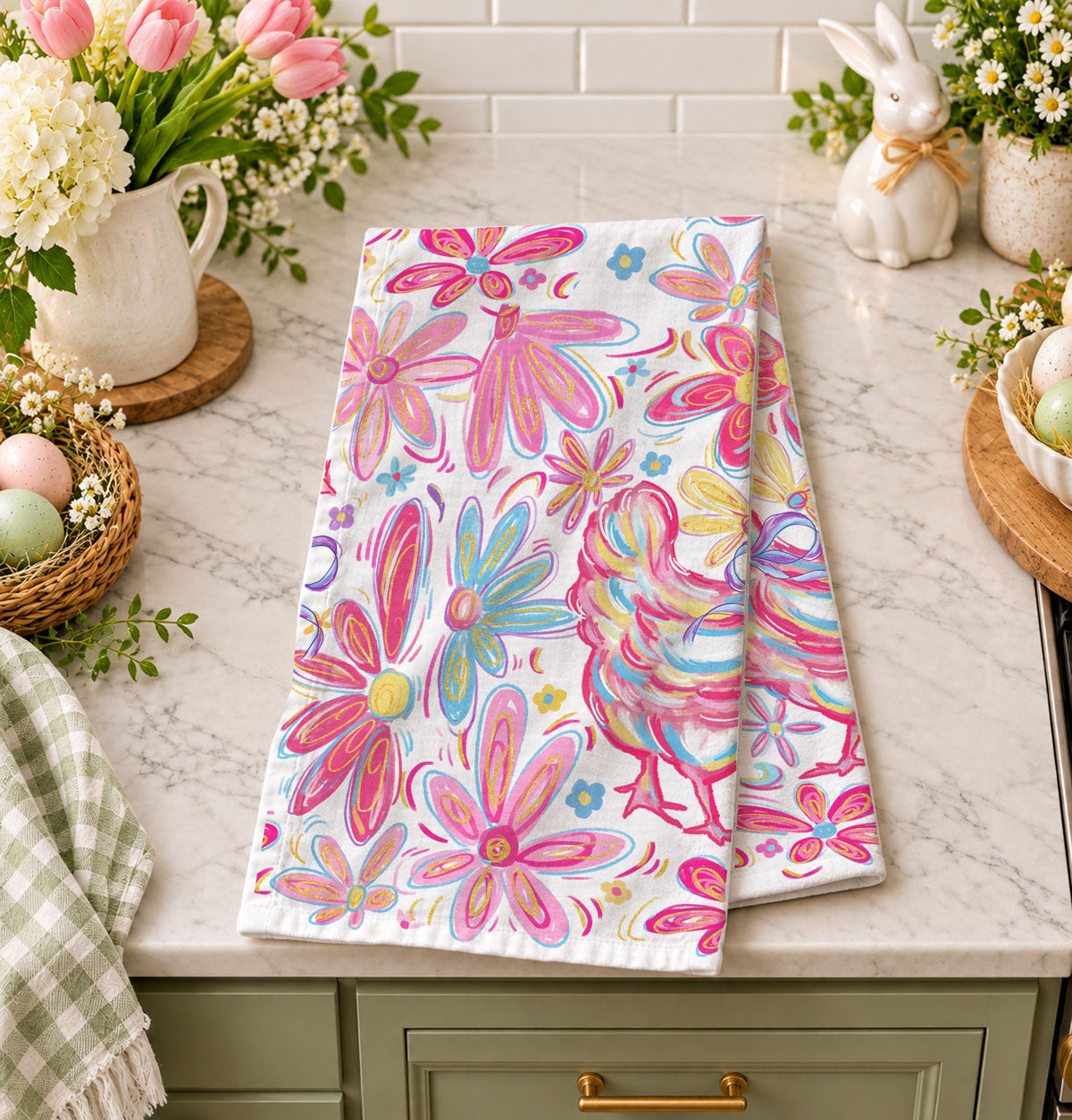 Floral Boho Chicken Towel