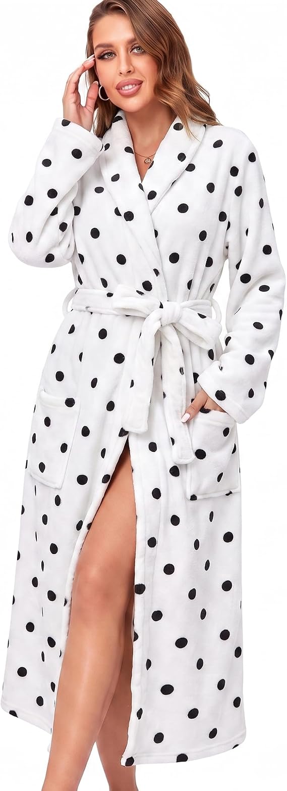 Women's Plush Fleece Shawl-Collar Robe