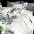 White Egyptian Cotton Butterfly Embroidery Bedding Set