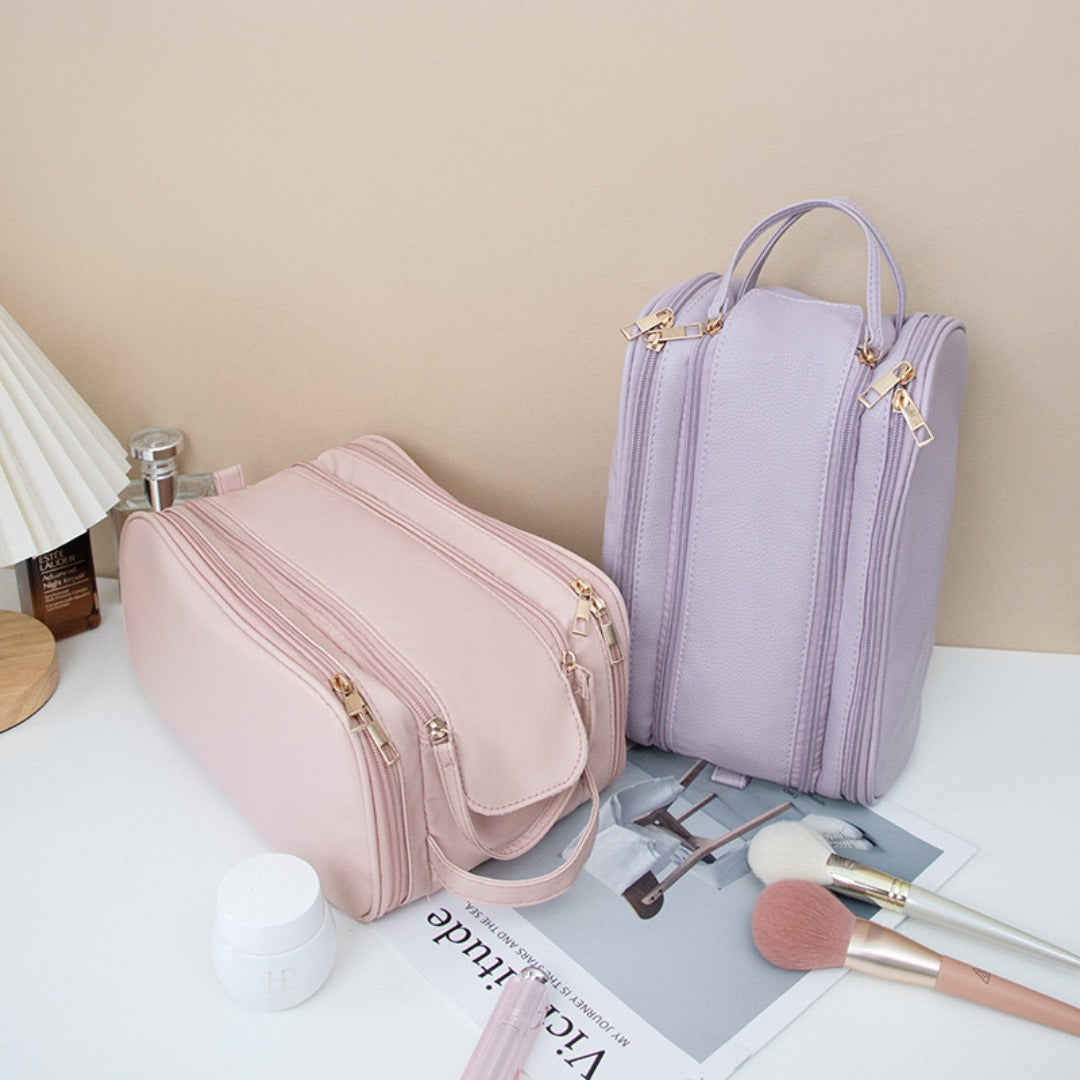 Makeup bag with compartments, Multifunctional cosmetic bag women's large capacity, portable storage bag, partition travel toilet bag, makeup bag organizer,