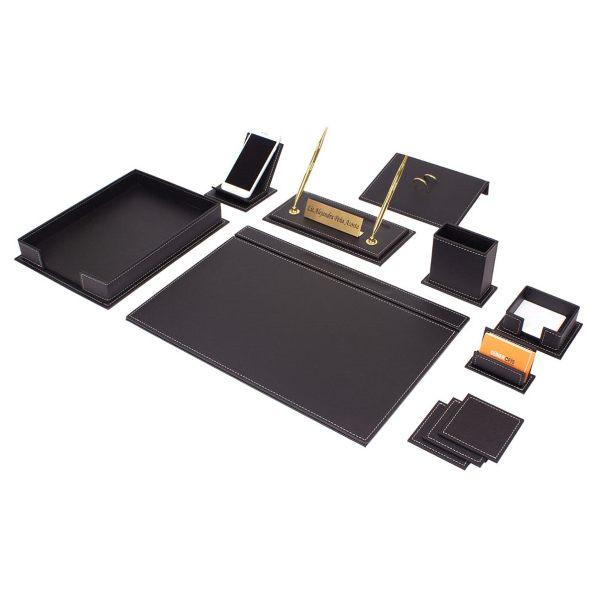 MOOG Luxury Desk Set - Single Document Tray- Green- 13 PCS