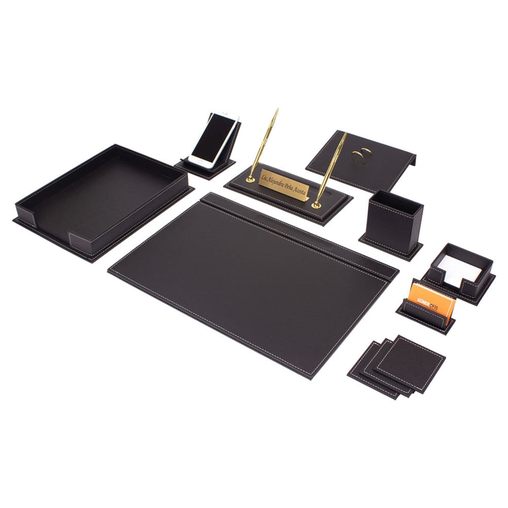 MOOG Luxury Desk Set - Single Document Tray- Brown - 13 PCS