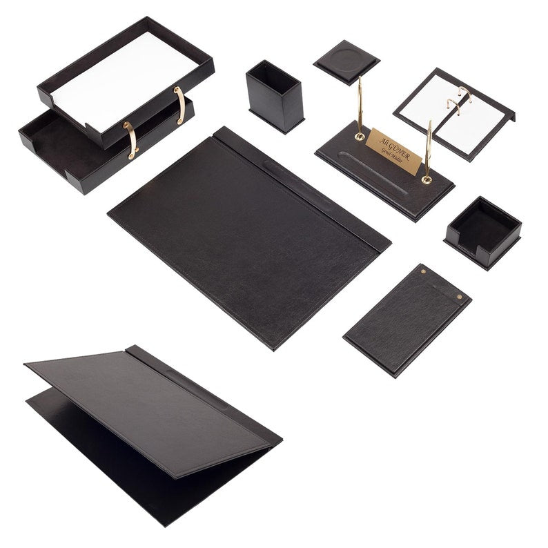 MOOG Leather Desk Set - Double Document Tray- White - 10 PCS