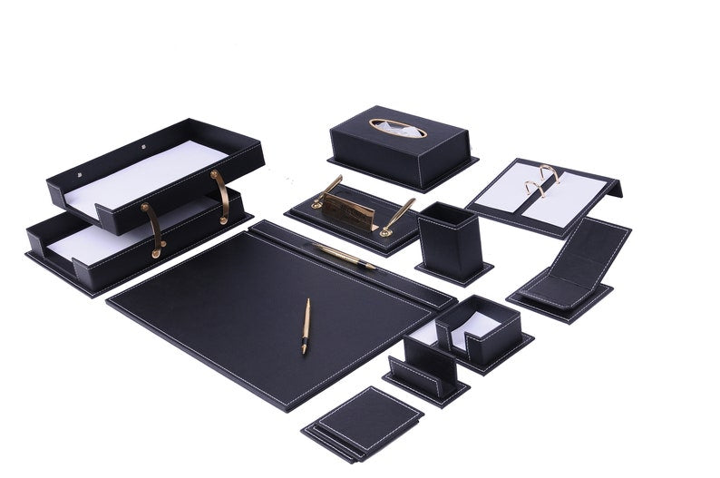 MOOG Luxury Desk Set- 14 Accessories -Black- 14 PCS