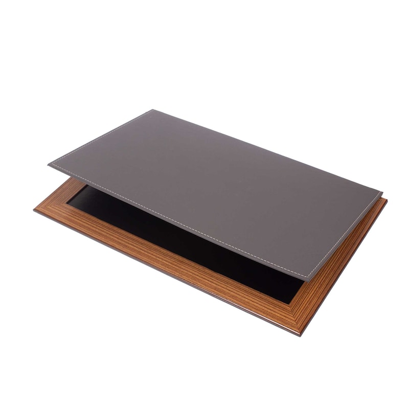 MOOG Leather Desk Pad With Wood Combination - White Leather