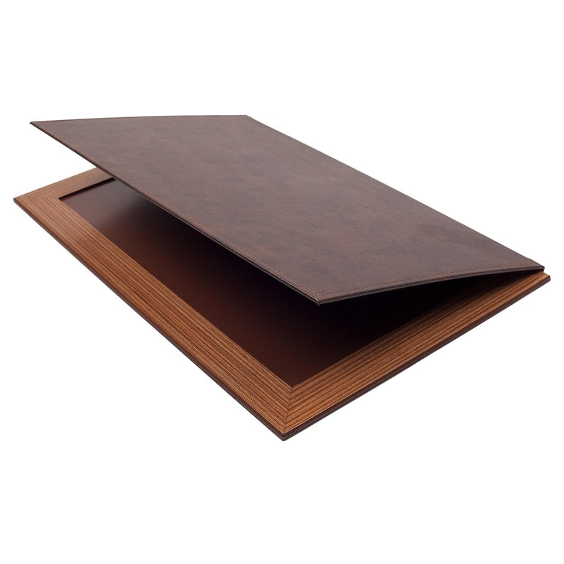 MOOG Leather Desk Pad With Wood Combination - White Leather