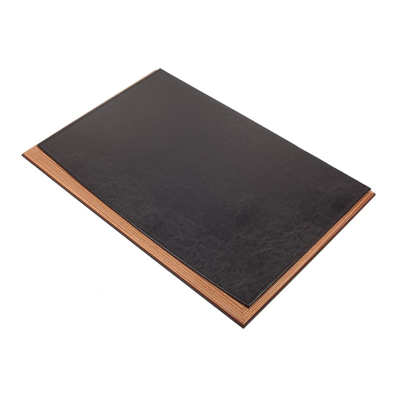 MOOG Leather Desk Pad With Wood Combination - White Leather