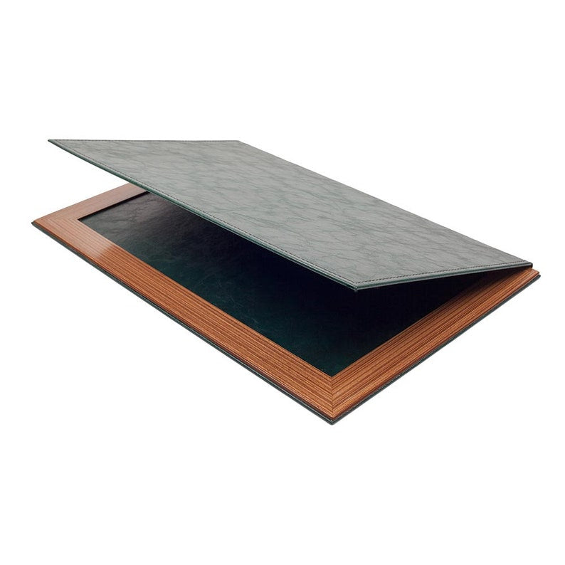MOOG Leather Desk Pad With Wood Combination -Green Leather