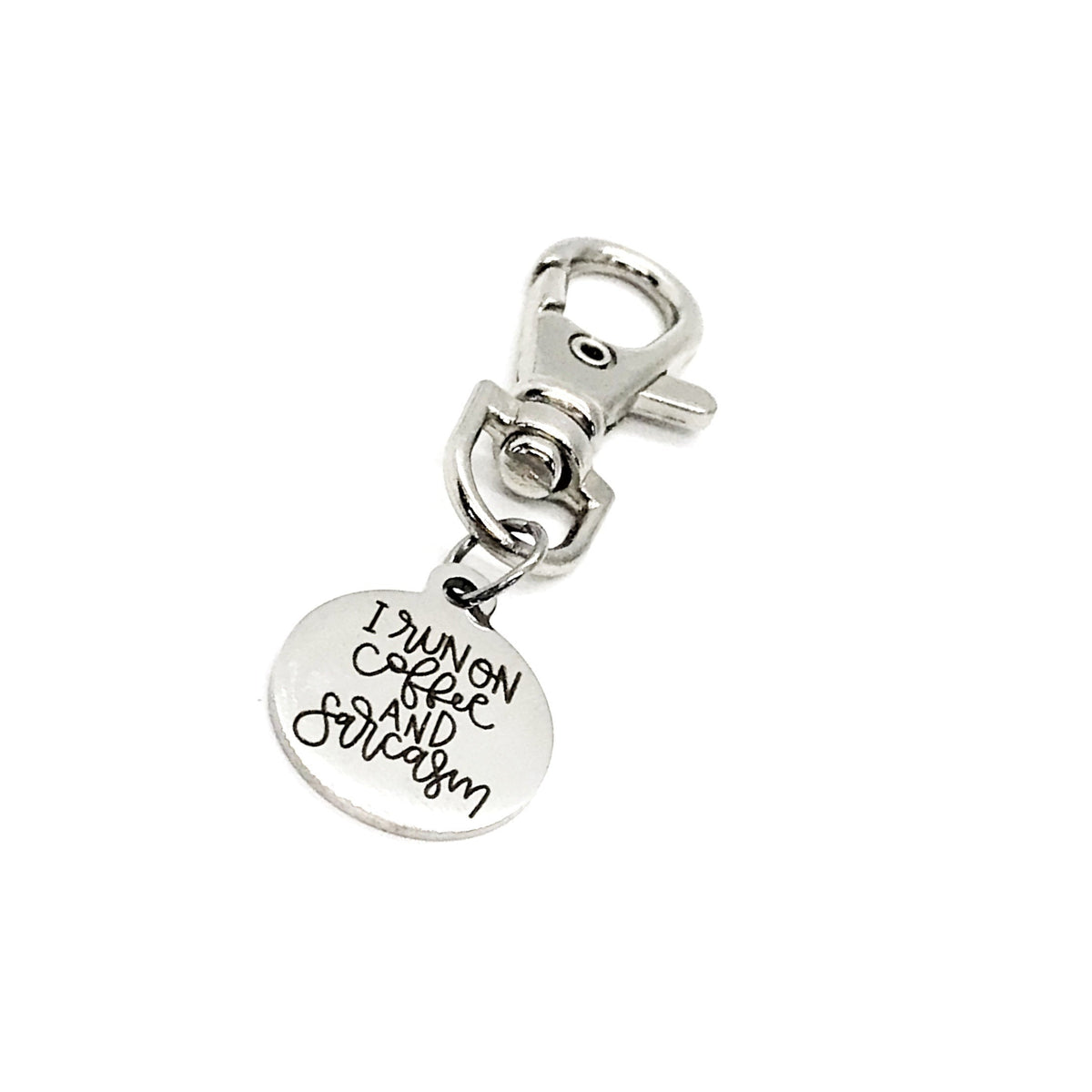 Coffee Lover Gift, I Run On Coffee And Sarcasm Clip On Charm, Coffee Friend Gift, Coffee Gift Box Item, Coffee Add On Gift, Coffee Cup Charm