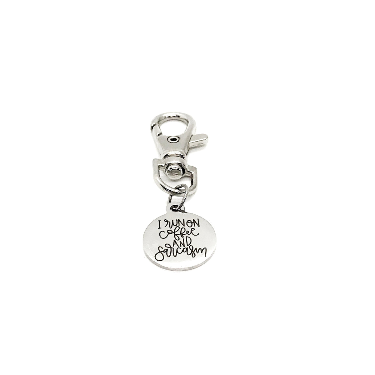 Coffee Lover Gift, I Run On Coffee And Sarcasm Clip On Charm, Coffee Friend Gift, Coffee Gift Box Item, Coffee Add On Gift, Coffee Cup Charm