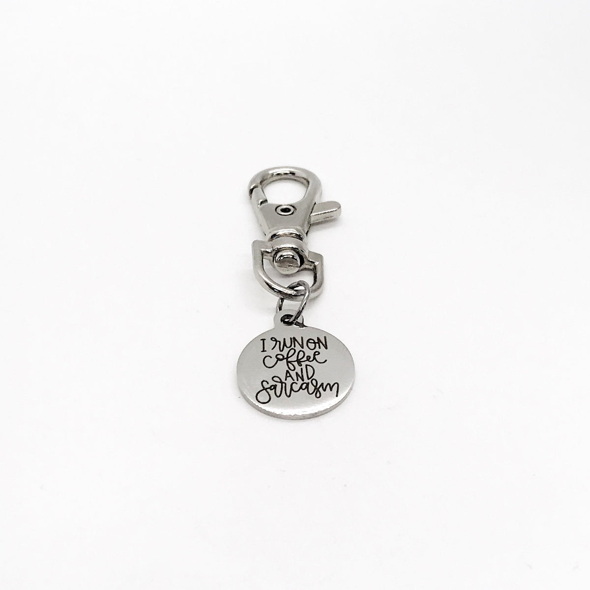 Coffee Lover Gift, I Run On Coffee And Sarcasm Clip On Charm, Coffee Friend Gift, Coffee Gift Box Item, Coffee Add On Gift, Coffee Cup Charm