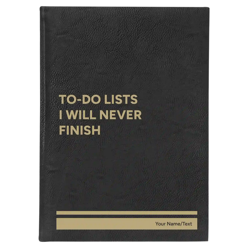 Personalized TO DO List Leatherette Sketch Book (large) | Black/Gold