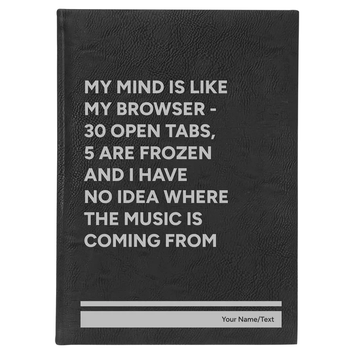 Personalized My Browser Leatherette Journal (large) | Black/Silver