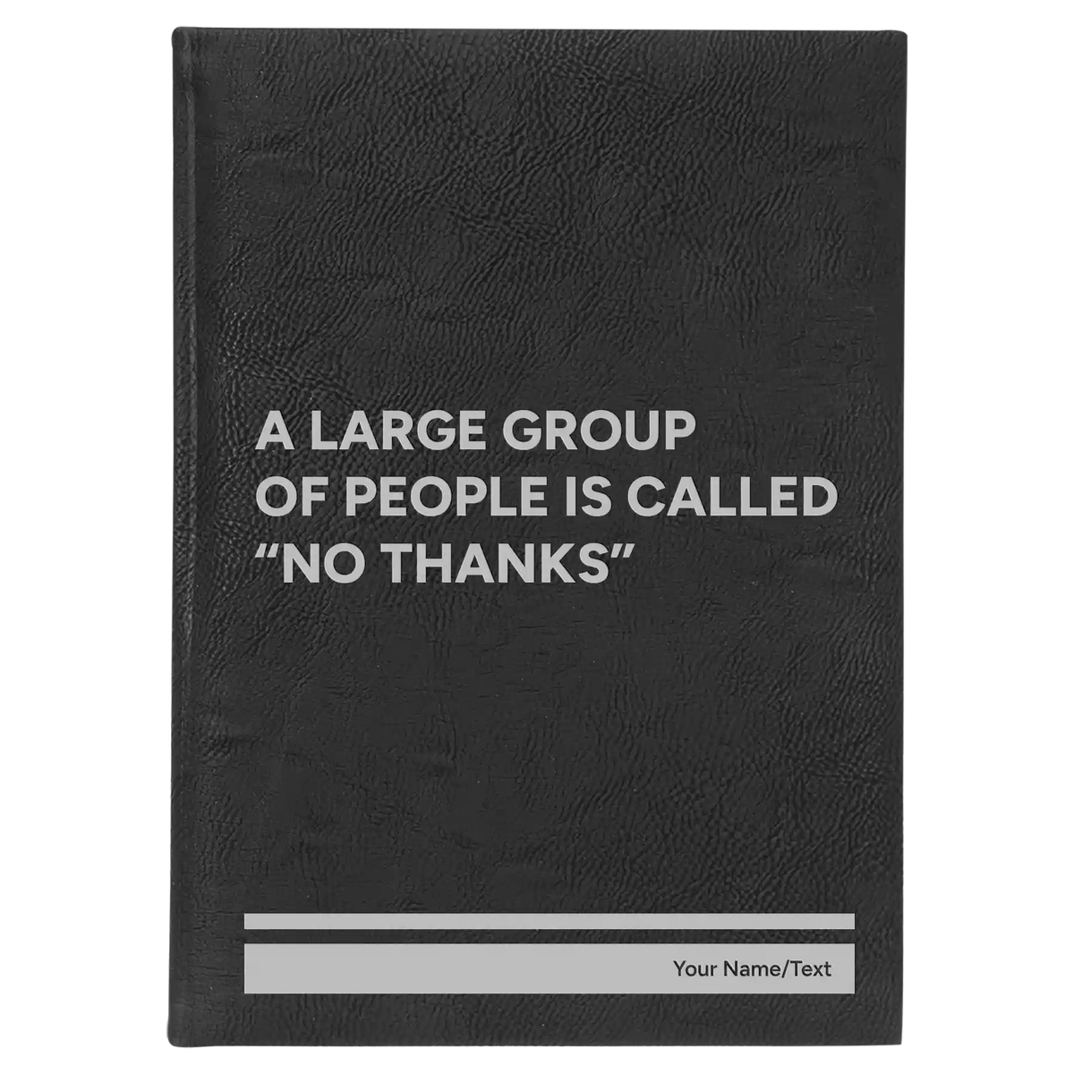 Personalized No Thanks Leatherette Sketch Book (large) | Black/Silver