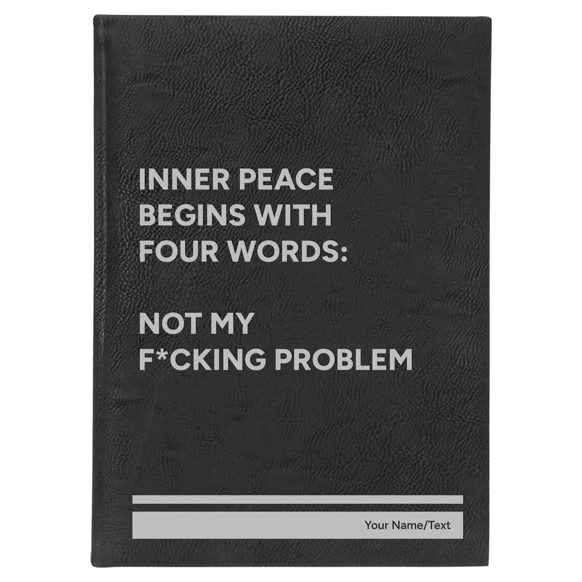 Personalized Inner Peace Leatherette Journal (large) | Black/Silver